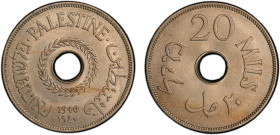 PALESTINE: British Mandate, 20 mils, 1940, KM-5, a lovely quality example! PCGS graded MS63.
Estimate: USD 100 - 150