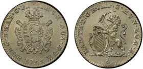 AUSTRIAN NETHERLANDS: Maria Theresia, 1740-1780, AR 2 escalins, Antwerp, 1753, KM-16, an attractive nearly mint state example, PCGS graded AU58, ex Jo...