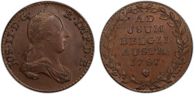 AUSTRIAN NETHERLANDS: Joseph II, 1780-1790, AE 2 liards, Brussels, 1787, KM-31, an attractive mint state example! PCGS graded MS62 BN, ex Joe Sedillot...