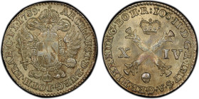 AUSTRIAN NETHERLANDS: Joseph II, 1780-1790, AR 14 liards, Brussels, 1789, KM-37, a wonderful mint state example! PCGS graded MS64, ex Joe Sedillot Col...