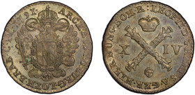 AUSTRIAN NETHERLANDS: Leopold II, 1790-1792, AR 14 liards, Brussels, 1791, KM-39, a beautiful mint state example! PCGS graded MS64, ex Joe Sedillot Co...