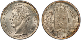 FRANCE: Charles X, 1824-1830, AR ¼ franc, 1827-A, KM-723.1, Gad-402, a lustrous mint state example! PCGS graded MS62, ex Joe Sedillot Collection.
Est...