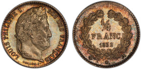 FRANCE: Louis Philippe I, 1830-1848, AR ¼ franc, 1832-A, KM-740.1, Gad-355, a superb lustrous mint state example! PCGS graded MS65, ex Joe Sedillot Co...