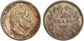 FRANCE: Louis Philippe I, 1830-1848, AR ½ franc, 1834-A, KM-741.1, Gad-408, F-182, a lovely mint state example! PCGS graded MS63, ex Joe Sedillot Coll...
