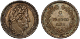 FRANCE: Louis Philippe I, 1830-1848, AR 2 francs, 1832-A, KM-743.1, Gad-520, a lovely lightly toned mint state example! PCGS graded MS63, ex Joe Sedil...