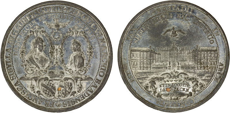 BADEN: Ludwig Georg, 1707-1761, medal (26.82g), 1714 (Chronogram), Zeitz-45, 44m...