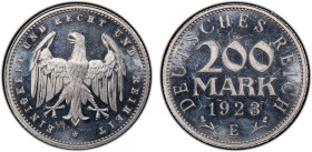 GERMANY: Weimar Republic, 200 mark, 1923-E, KM-35, J-304, a wonderful proof quality example! PCGS graded Proof 64 CAM.
Estimate: USD 100 - 200