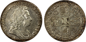 GREAT BRITAIN: George I, 1714-1727, AR shilling, 1723, KM-539.3, Spink-3647, first laureate and draped bust right, South Sea Company issue, large N in...