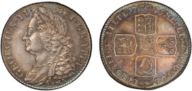GREAT BRITAIN: George II, 1727-1760, AR shilling, 1745, KM-583.2, S-3703, "Lima" type, an attractive lustrous nearly mint state example, PCGS graded A...
