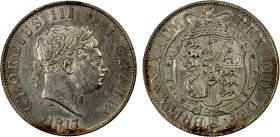GREAT BRITAIN: George III, 1760-1820, AR halfcrown, 1817, KM-672, Cr-33a, Spink-3789, "New Coinage", small head type, About Unc, ex Joe Sedillot Colle...