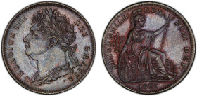 GREAT BRITAIN: George IV, 1820-1830, AE farthing, 1825, KM-677, S-3822, a wonderful quality example! PCGS graded MS64 BN.
Estimate: USD 150 - 200