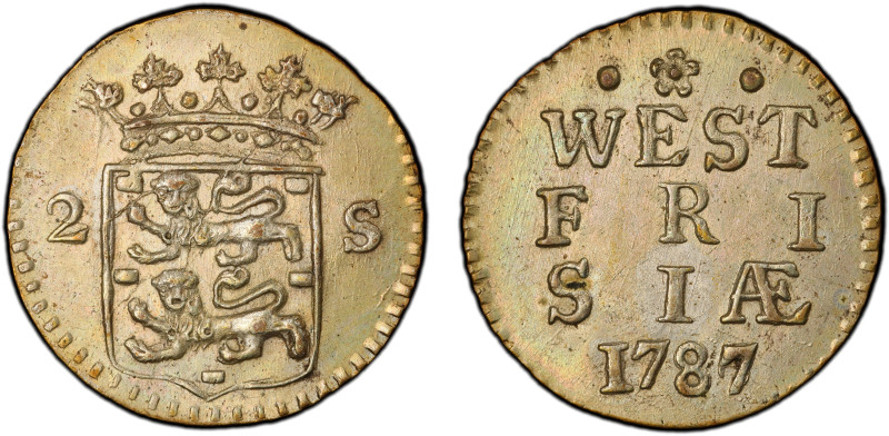 WEST FRIESLAND: Dutch Republic, AR 2 stuivers, 1787/6, KM-106.2, a lovely mint s...