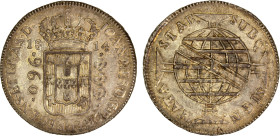 BRAZIL: Joao, Prince Regent, 1799-1818, AR 960 reis, 1814-B, KM-307.1, overstruck on 1807-MoTH Mexico 8 reales, bold overstrike, nice light tone, Abou...