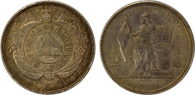 HONDURAS: Republic, AR peso, 1892/1890, KM-52, bold overdate, nice light natural toning, EF.
Estimate: USD 130 - 200