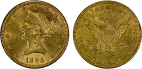 UNITED STATES: AV 10 dollars, 1895, KM-102, About Unc, Coronet Head type with motto, hairlines and marks.
Estimate: USD 800 - 900