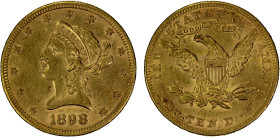 UNITED STATES: AV 10 dollars, 1898, KM-102, EF to About Unc, Coronet Head type with motto, contact marks.
Estimate: USD 800 - 900