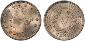 UNITED STATES: 5 cents, 1904, KM-112, PCGS graded MS64, Liberty Head type, a wonderful lustrous example!
Estimate: USD 175 - 250