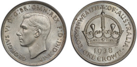 AUSTRALIA: George VI, 1936-1952, AR crown, 1938, KM-34, scarcer date of the two-year type, an attractive lustrous example, PCGS graded MS62.
Estimate...