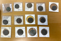ROMAN EMPIRE: LOT of 13 large folles of the Tetrarchy, including Diocletian (4, including one of Carthage with most silvering intact), Maximian (5), G...