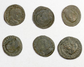 ROMAN EMPIRE: LOT of 6 AE folles, including Diocletian (Moneta of Ticinum) and Galerius (Genio of Alexandria, Heraclea, Nicomedia (2 pcs), and Thessal...