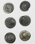 HIMYARITE: LOT of 6 silver units, 'Amdan Bayyin, 1st/2nd century AD, Raydan Mint, type of Huth 427/431, average weight 1.20g; all in VF-EF condition, ...