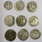 SASANIAN KINGDOM: LOT of 9 silver drachms, of the following rulers: Shahpur II, 309-379 (2 pcs): one F-VF, the other VF, but wavy surfaces); Varhran I...