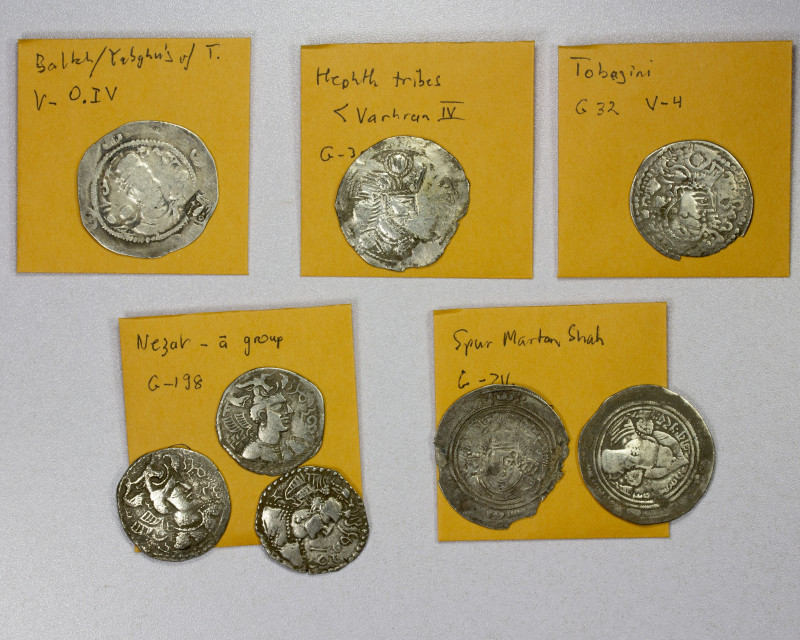 HEPHTHALITE: LOT of 8 silver drachms, including Göbl-30 (imitation of Sasanian V...