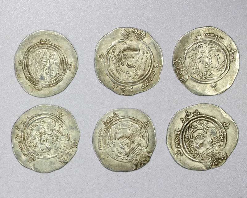 ARAB-SASANIAN: 'Abd Allah b. al-Zubayr, 680-692, LOT of 6 silver drachms, type A...