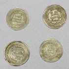 UMAYYAD: LOT of 4 silver dirhams, mints of al-Basra AH82 (2 pcs, both VF), Dimashq 109 (scarce date, choice EF), and Wasit 110 (VF-EF); retail value $...
