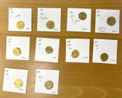 ABBASID: al-Rashid, 786-809, LOT of 10 gold dinars, Iraqi series: type A-218.2: AH176 (3.87g); and A-218.3: 184 (4.05g), 186 (3.47g), and 18x (4.13g);...