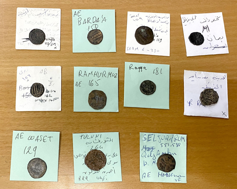 ABBASID: LOT of 11 copper coins, mostly rare, Abbasid: Arminiya DM/ND, Bardha'a ...