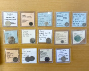 FATIMID: LOT of 14 silver coins & 1 glass jeton, including al-'Aziz: A-W705: AR broad dirham, style of Filastin mint, DM, 2.25g (F-VF); A-705, AR ½ di...
