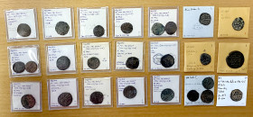 AYYUBID: Abu Bakr I, 1196-1218, LOT of 24 copper coins, from the mints of Dimashq, Qal'at Ja'bar, and al-Ruha, plus a few examples of the Harran type ...