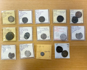 AYYUBID: LOT of 7 silver and 10 copper coins, including Syrian rulers: al-Uthman (1193-1198), AR dirham (1 pc, Dimashq AH593), AE contemporary forgery...