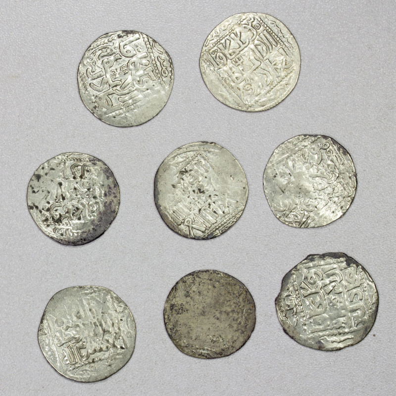 GREAT MONGOLS: Möngke, 1251-1260, LOT of 8 silver dirhams, type A-1977, mint of ...