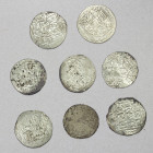 GREAT MONGOLS: Möngke, 1251-1260, LOT of 8 silver dirhams, type A-1977, mint of Tiflis (visible on some of these), none with full date or month; avera...
