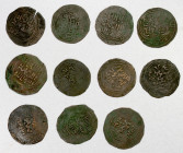 GREAT MONGOLS: LOT of 11 copper broad fulus, issues of Mas'ud al-Khwarizmi, Mongol governor at Karakorum, fl. 1240-1269, mint & date either illegible ...