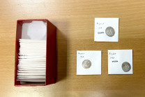 ERETNIDS: Eretna, 1335-1352, LOT of 57 silver akçes from 9 different mints, including Anguriya (1 pc: dated 748), Bayburt (5 pcs: 747, 748, 749, 751, ...