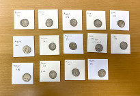 ERETNIDS: Eretna, 1335-1352, LOT of 14 silver akçes from 14 different mints, including Aksehir AH746, Anguriya 748, Bayburt 747, Erzincan 751, Erzurum...