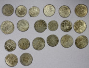 ZAND: LOT of 20 silver coins, including Karim Khan: type A-2800, AR abbasi (3 pcs), mints of Isfahan, Kashan, Tabriz; and A-2796, AR double abbasi (15...