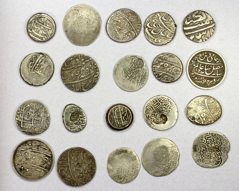 MEDIEVAL ISLAMIC: LOT of 21 silver coins, motley group, including Durrani: Shah ...