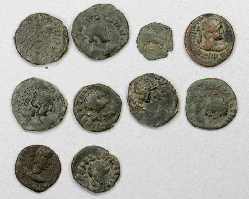 KUSHAN: Kujula Kadphises, ca. 50-90 AD, LOT of 10 copper coins, various types, u...