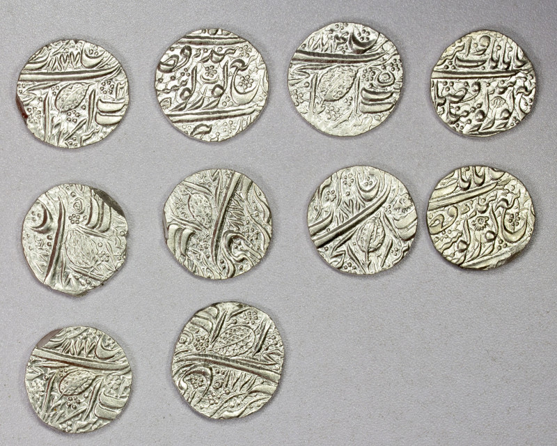 SIKH EMPIRE: LOT of 10 coins, a lovely group of silver rupees of Amritsar Mint, ...