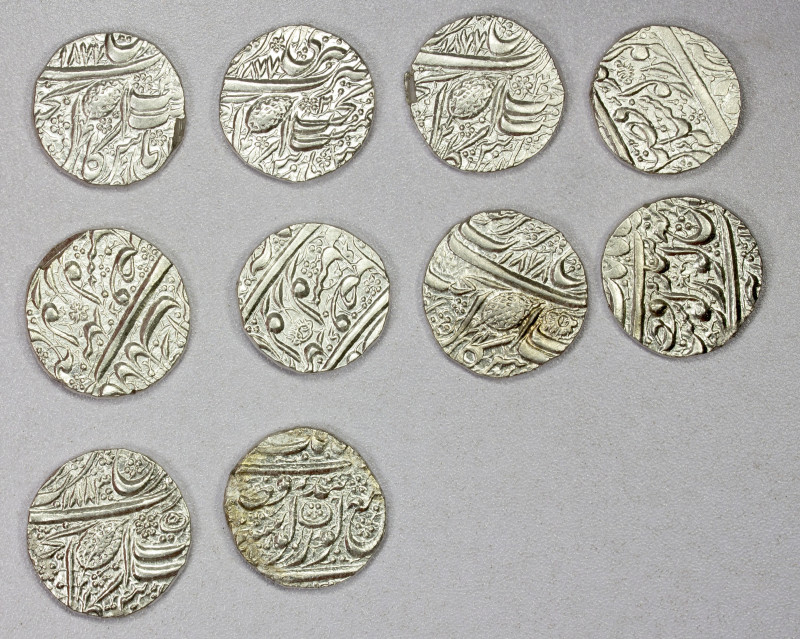 SIKH EMPIRE: LOT of 10 coins, a lovely group of silver rupees of Amritsar Mint, ...