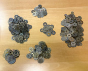ASIA: LOT of 545 coins and exonumia items, cash types including Japan kan'ei tsuho 1 & 4 mon coins (141 pcs), China machine-struck Kwangtung Province ...