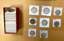 ASIA: LOT of 40 coins, a diverse lot including Tibet silver ga-den tangkas (10 pcs), copper 1 sho (11), 5 skar (2), Mongolia 1925 series bronze and si...