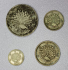 BURMA: Mindon, 1853-1878, SET of 4 silver coins, including KM-7, 8, 9, and 10 (mu, mat, 5 mu, and kyat, i.e., 1/8, ¼, ½, and 1 rupee), average Fine to...