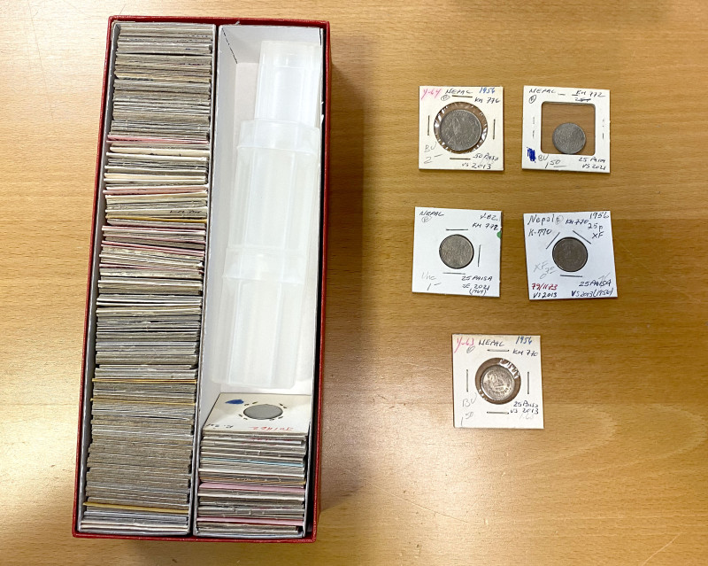 NEPAL: LOT of 149 coins, including a wide range of mostly 20th century types, so...