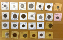 STRAITS SETTLEMENTS: LOT of 26 coins of Victoria & Edward VII, including Victoria: 1845 AE ½ cent (3 pcs), ¼ cent (2), AR 20 cents (3: 1879-H, 1889, a...