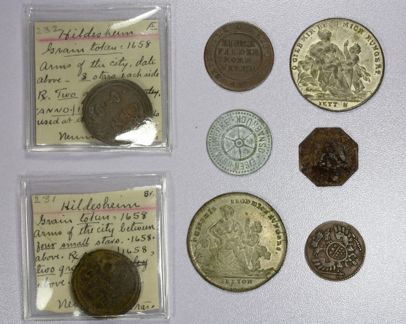 GERMAN STATES: LOT of 8 tokens, all bread or famine related, including Cologne (...